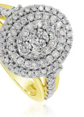 Charm Diamond 10k yellow gold 1.00ctw diamond oval shaped fashion ring offer