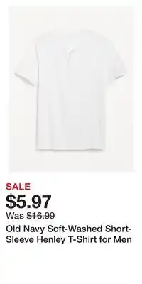 Old Navy Old navy soft-washed short-sleeve henley t-shirt for men offer