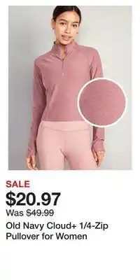Old Navy Old navy cloud+ 1/4-zip pullover for women offer