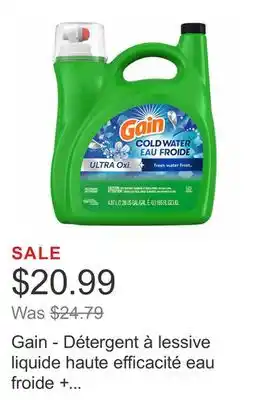 Costco Gain - détergent à lessive liquide haute efficacité eau froide + oxi fresh water frost , 4,87 l 121 brassées offer