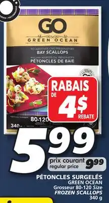 IGA Green ocean frozen scallops offer