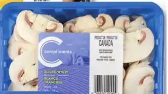IGA Compliments sliced white mushrooms offer
