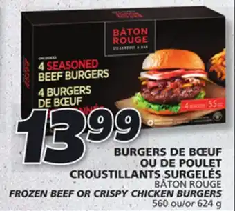 IGA Bâton rouge frozen beef or crispy chicken burgers offer