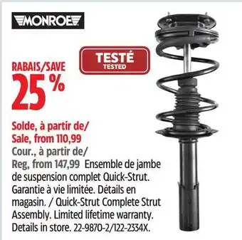 Canadian Tire Monroe quick-strut complete strut assembly offer