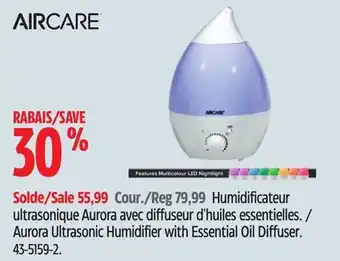 Canadian Tire Air care aurora ultrasonic humidifier with essential oil diffuser offer