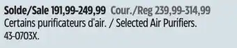 Canadian Tire Honeywell selected air purifiers offer