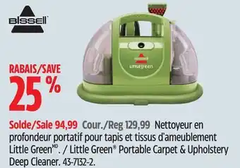 Canadian Tire Bissell little green portable carpet & upholstery deep cleaner offer