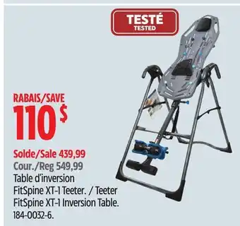 Canadian Tire Teeter fitspine xt-1 inversion table offer