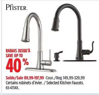 Canadian Tire Pfister selected kitchen faucets offer
