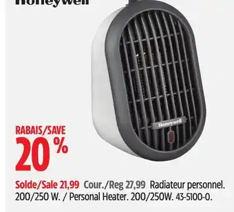 Canadian Tire Honeywell personal heater offer