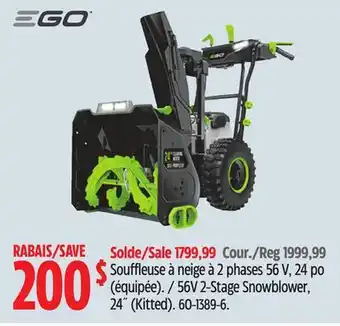 Canadian Tire Ego 56v 2-stage snowblower, 24˝ (kitted) offer
