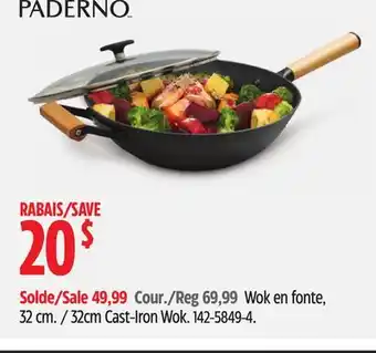 Canadian Tire Paderno 32cm cast-iron wok offer