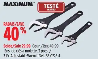 Canadian Tire Maximum 3-pc adjustable wrench set offer