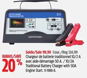 Canadian Tire Certified 10/2a traditional battery charger with 50a engine start offer
