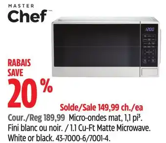 Canadian Tire Master chef 1.1 cu-ft matte microwave offer