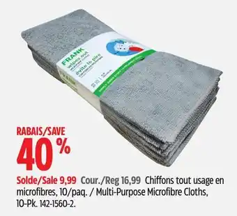 Canadian Tire Frank multi-purpose microfibre cloths, 10-pk offer