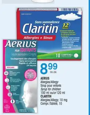 Uniprix Aerius aerius allergies/allergy sirop pour enfants syrup for children ou/or claritin allergies/allergy, 10 mg compr./tablets offer