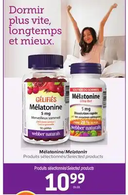 Uniprix Webber naturals mélatonine/melatonin produits sélectionnés/selected products offer