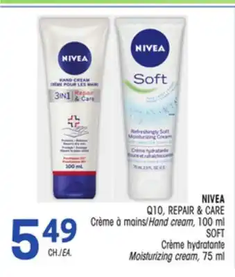 Uniprix Nivea q10, repair & care crème à mains/hand cream, soft crème hydratante/moisturizing cream offer