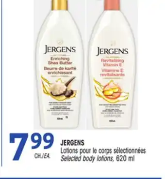 Uniprix Jergens lotions pour le corps sélectionnées/selected body lotions offer