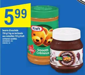 Maxi Beurre d'arachide 750 g/1 kg ou tartinade aux noisettes 725 g kraft offer