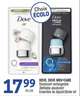Uniprix Dove, dove men+care déodorant rechargeable refillable deodorant ensemble de départ/starter kit offer