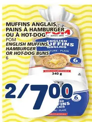 Marché Bonichoix Pom english muffins, hamburger hamburger or hot-dog buns offer