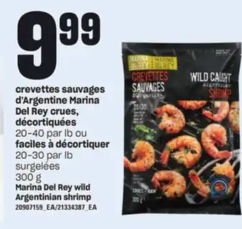 Provigo Crevettes sauvages d'argentine marina del rey crues, décortiquées 20-40 par lb ou faciles à décortiquer 20-30 par lb surgelée offer