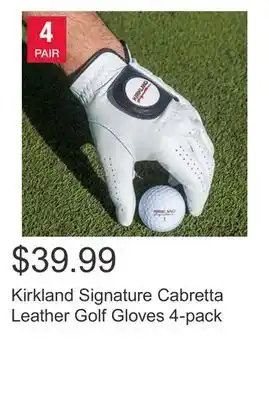Costco Kirkland Signature Cabretta Leather Golf Gloves 4-pack offer