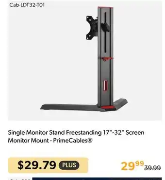 Shopper+ Single Monitor Stand Freestanding 17-32 Screen Monitor Mount - PrimeCables offer