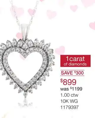 Charm Diamond 10K White Gold 1.00CTW Diamond Heart Pendant offer