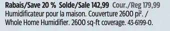 Canadian Tire AIRCARE Whole Home Humidifier offer