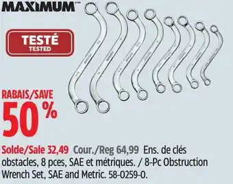 Canadian Tire MAXIMUM 8-Pc Obstruction Wrench Set, SAE and Metric offer