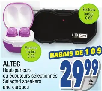 Jean Coutu ALTEC Selected speakers and earbuds offer