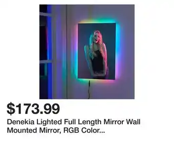 Wayfair Denekia Lighted Full Length Mirror Wall Mounted Mirror, RGB Color Changing LED Lights Mirror offer
