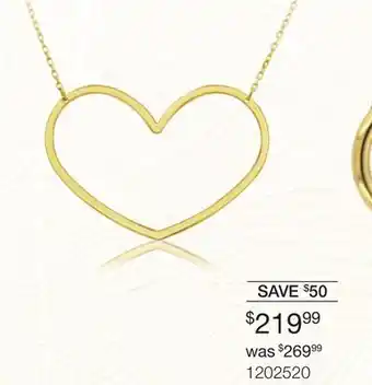 Charm Diamond 10K Yellow Gold Large Heart Necklace 18 offer