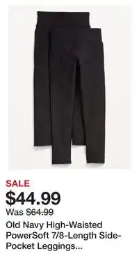Old Navy Old Navy High-Waisted PowerSoft 7/8-Length Side-Pocket Leggings 2-Pack for Girls offer