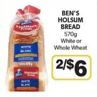 Colemans BEN'S HOLSUM BREAD 570g White or Whole Wheat offer