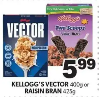 Colemans KELLOGG'S VECTOR 400g or RAISIN BRAN 425g offer