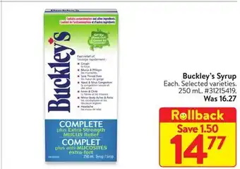 Walmart Buckley's Syrup offer