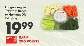 Longo's Longo's Veggie Tray with Ranch or Hummus Dip offer
