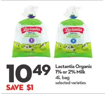Longo's Lactantia Organic 1% or 2% Milk offer