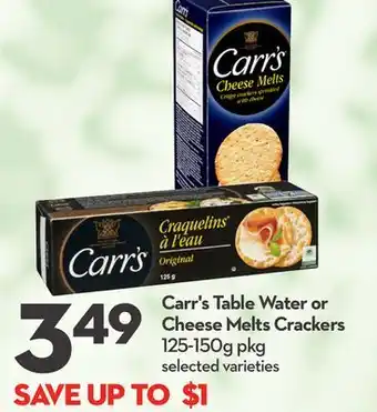 Longo's Carr's Table Water or Cheese Melts Crackers offer