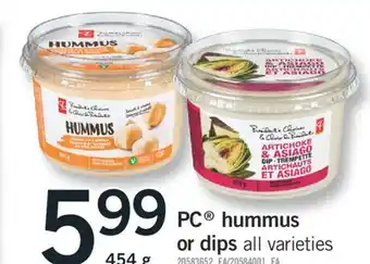 Fortinos PC HUMMUS OR DIPS, 454 g offer