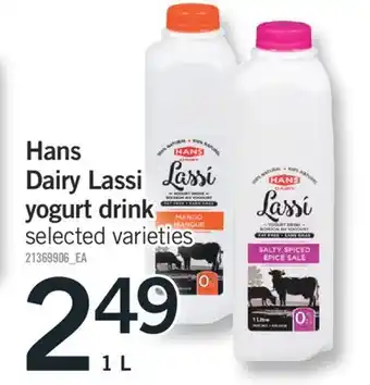 Fortinos HANS DAIRY LASSI YOGURT DRINK, 1 L offer