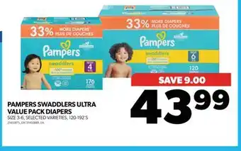 Real Canadian Superstore PAMPERS SWADDLERS ULTRA VALUE PACK DIAPERS, 120-192'S offer