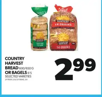 Real Canadian Superstore COUNTRY HARVEST BREAD, 600/650 G OR BAGELS, 6'S offer