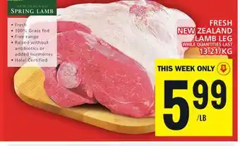 Food Basics FRESH NEW ZEALAND LAMB LEG offer