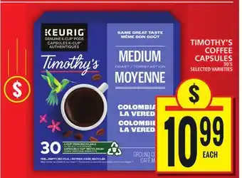 Food Basics TIMOTHY'S COFFEE CAPSULES offer