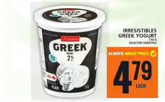 Food Basics IRRESISTIBLES GREEK YOGURT offer